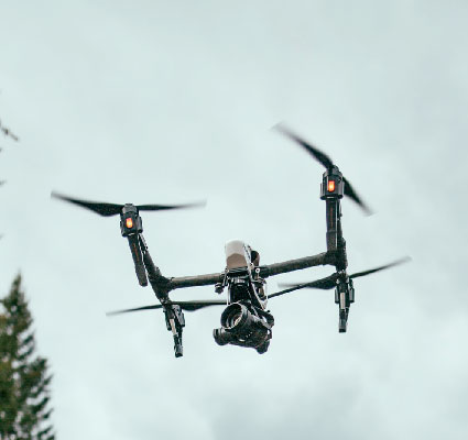 four wing drone flying